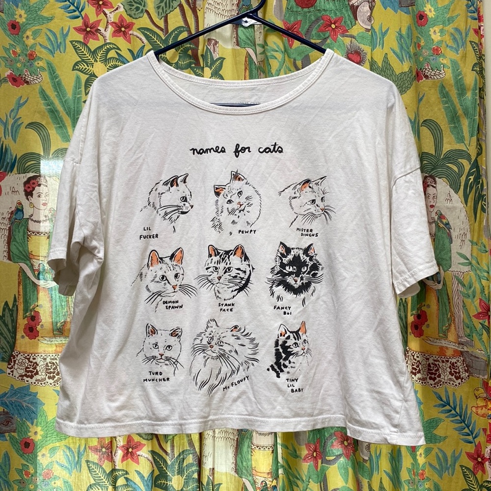 STAY HOME CLUB NAMES FOR CATS CROP HEAVY LOOSE TEE